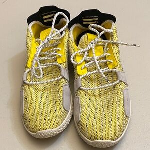 adidas Kids Yellow Knit Sneakers with Gray Accents